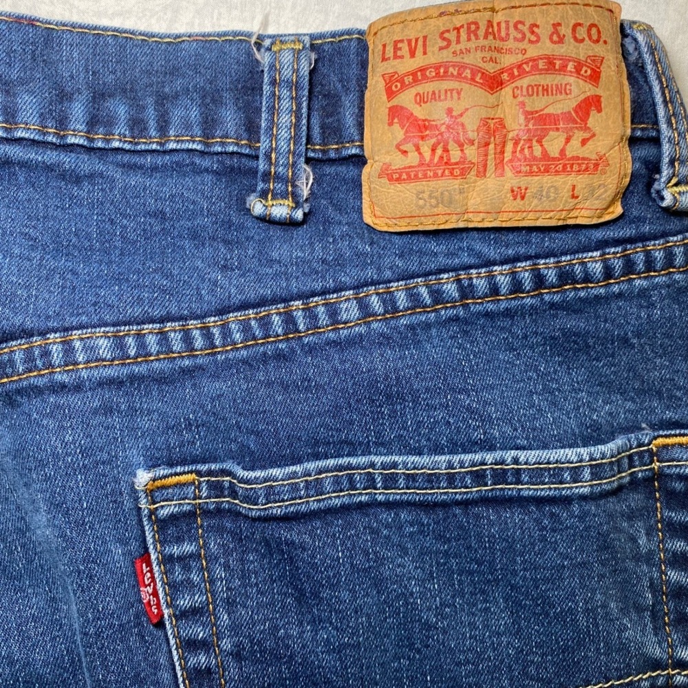 Levi's 550 Relaxed Fit Men's Jeans 40x32 Blue Tapered Denim Red Tab - Picture 6 of 9